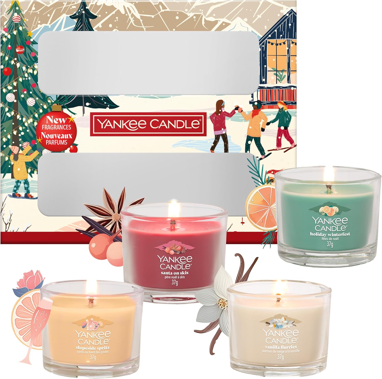 Yankee Candle Christmas Scented Candles Gift Set | 4 Mini Filled Votive Candles| Après Ski Collection | Perfect Christmas Gifts for Women