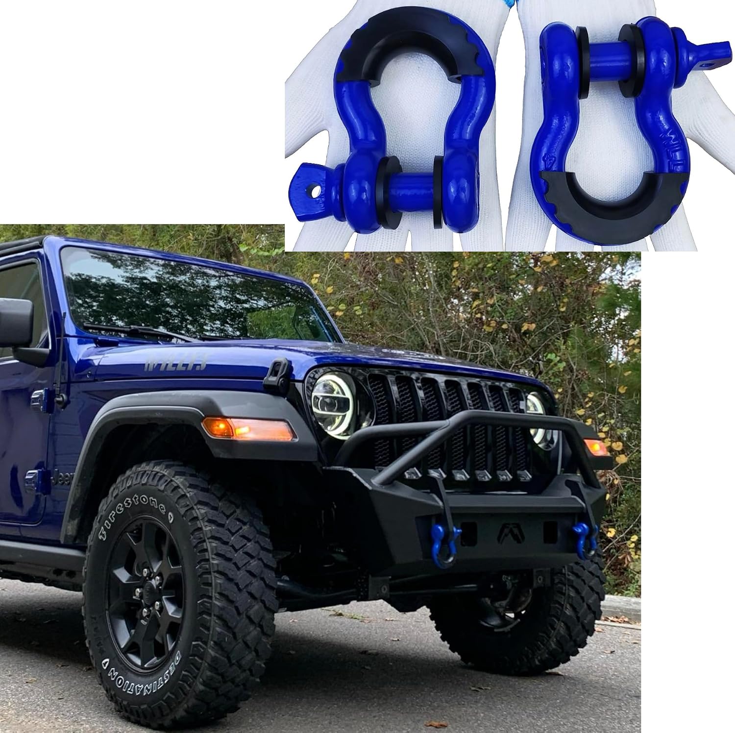 Pack of 2 D-Ring Shackle Isolators with 8 Pieces Washer for 0.75 inch Shackle Gear Design D-Ring Isolators Fits Standard 3/4" Shackle Protect Shackle & Bumper Reduce Rattling (Black)