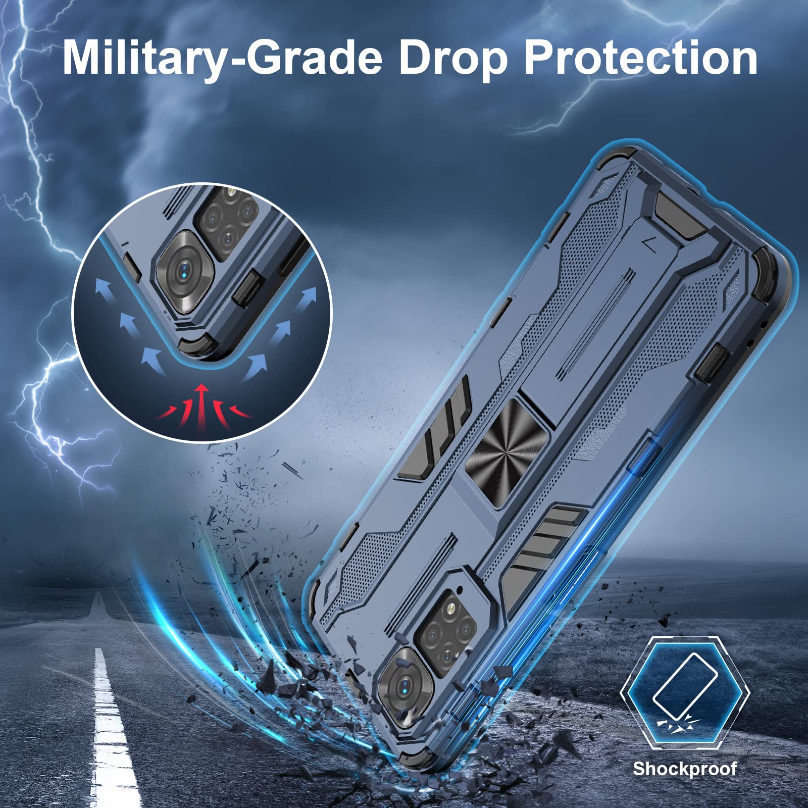 Funda para Xiaomi Redmi Note 15 Pro 5G, Carcasa Antigolpes con Soporte anular metálico, Case Protectora de Grado Militar, Azul — view 498