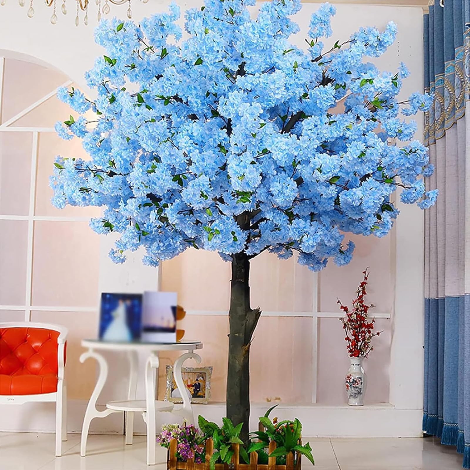 IUokLU Artificial Plants Indoor, Artificial Cherry Blossom Tree Pack of 4 Multiple Sizes (1.5 * 1.5m/4.9x4.9ft)