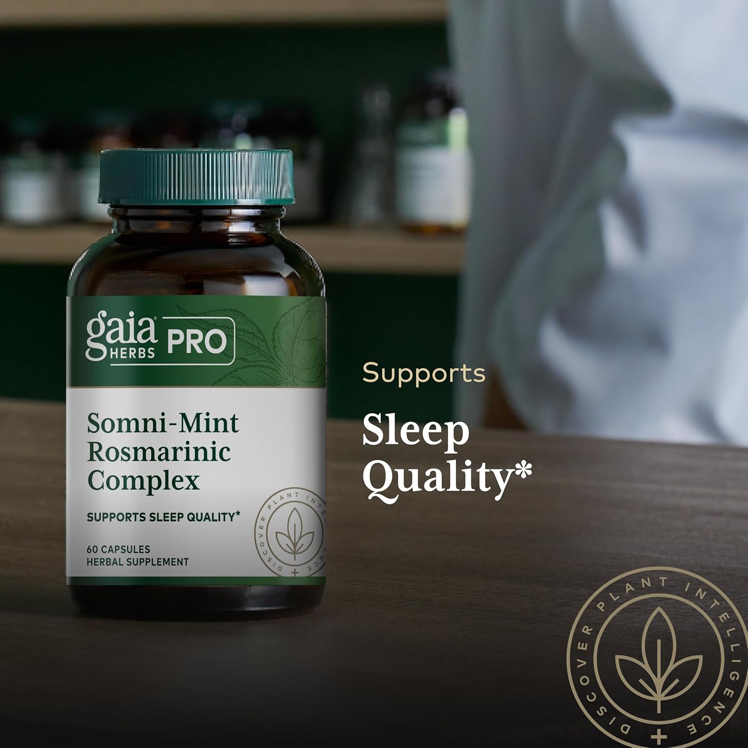 Gaia Herbs Pro Somni-Mint Rosmarinic Complex - Sleep Health & Relaxation Support Supplement* - Restful Sleep Support* with Spearmint, Green Tea & Lemon Balm - 60 Capsules (30 Servings)