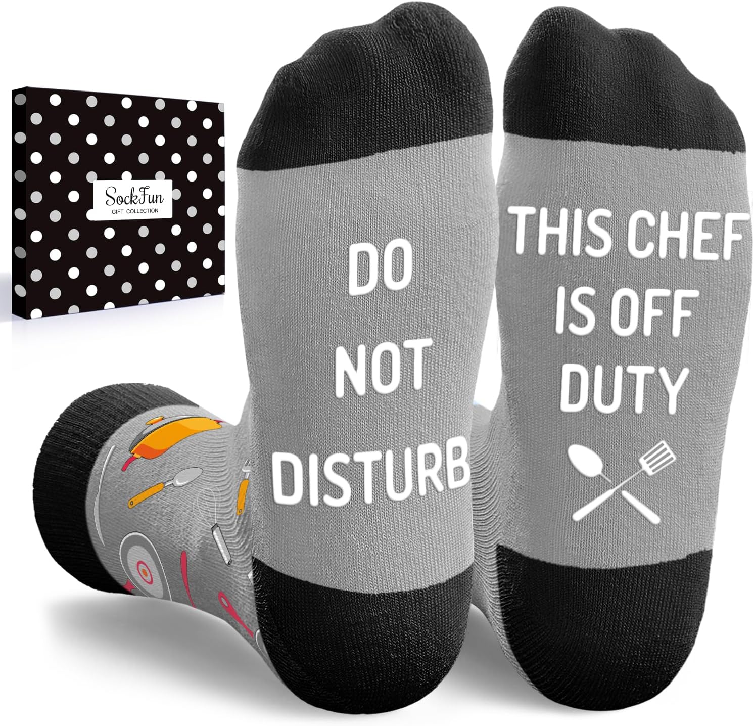 sockfun Veterinarian Chef Truck Driver Baseball Optometry Basketball Car Race Socks, Gifts For VET Tech Soccer Motorcycle, Chef Gray, Medium