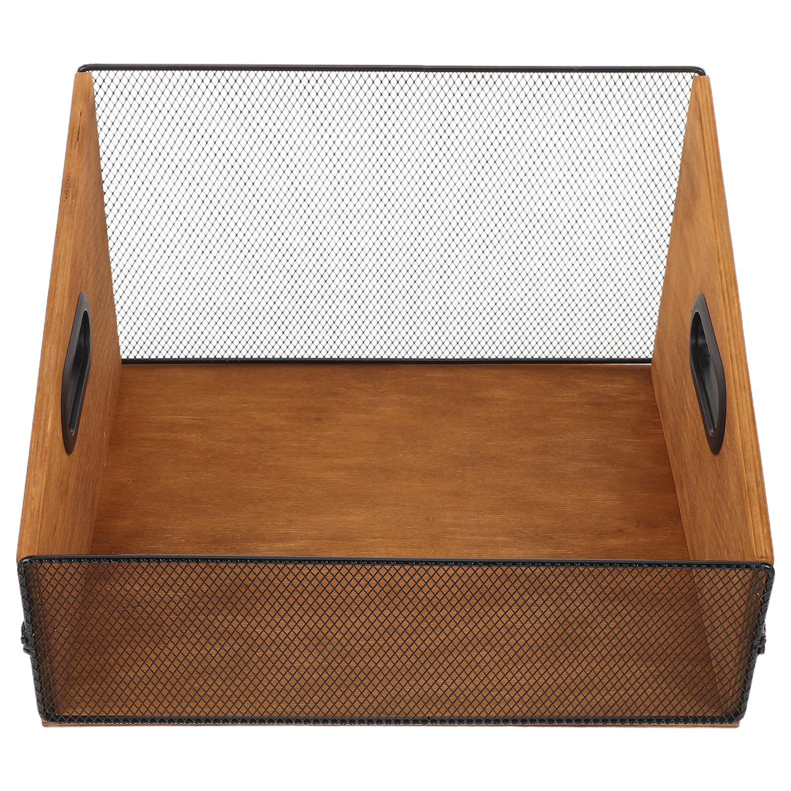 Scatola Porta Dischi Organizer Rustico in Legno e Ferro in Vinile con Manici Capacità Ampia per Album, Riviste e Libri per Spazi di Studio e Scrivania