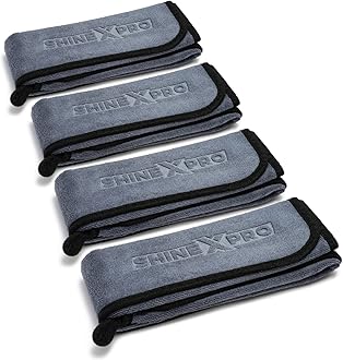 ShineXPro Microfiber Car Cleaning Cloth - OG Soft 500 GSM Extra Large (35x75 CM) Microfiber Cloth for Car and Bike - Suede Edging for Scratchless Drying and Detailing (Pack of 4, Grey)