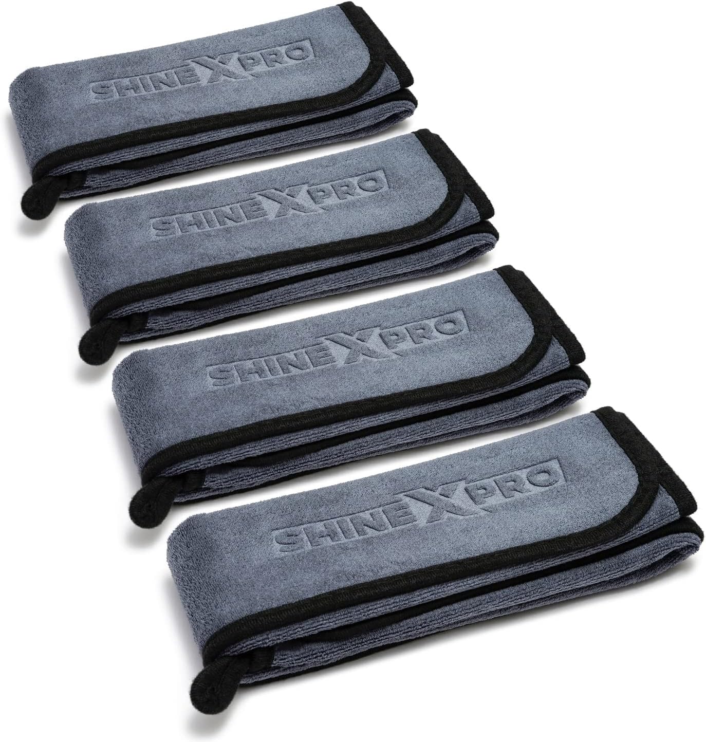 ShineXPro Microfiber Car Cleaning Cloth - OG Soft 500 GSM Extra Large (35x75 CM) Microfiber Cloth for Car and Bike - Suede Edging for Scratchless Drying and Detailing (Pack of 4, Grey)