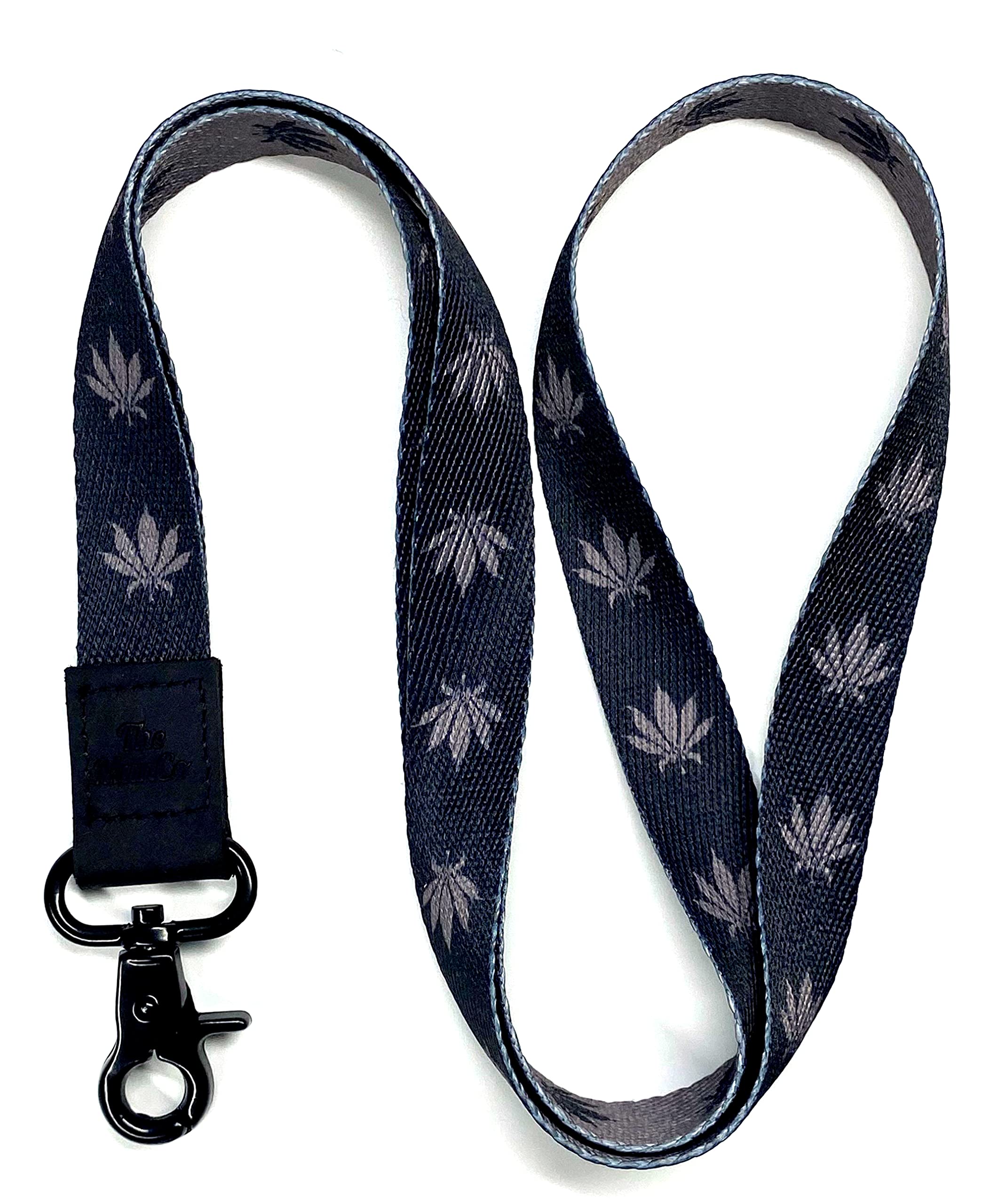 Pot Leaf Marijuana Lanyard Keychain with Leather - ID Lanyard for Keys Badge