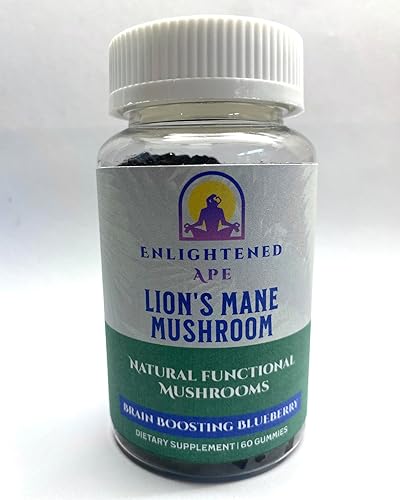 Suplemento diario de gomitas de hongos de melena de león - 60 unidades sabor natural a arándanos - Sin gelatina, sin gluten, sin OMG, veganas