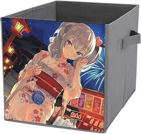 Amazon 艦これ 鹿島 ボックス 収納 アニメ かわいい 折り畳み 丈夫 耐用 収納ケース書類 衣類 おもちゃ Puプラス布 寝室 引越し 物置 寮 最適 取っ手付き クローゼットバスケット 収納ケース ボックス オンライン通販