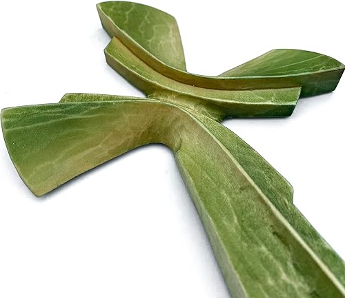 Wooden Hand Carved Cross for Wall Decor, Large Crucifix Wall Art Handmade Religious Gift Cross (11.81, red)