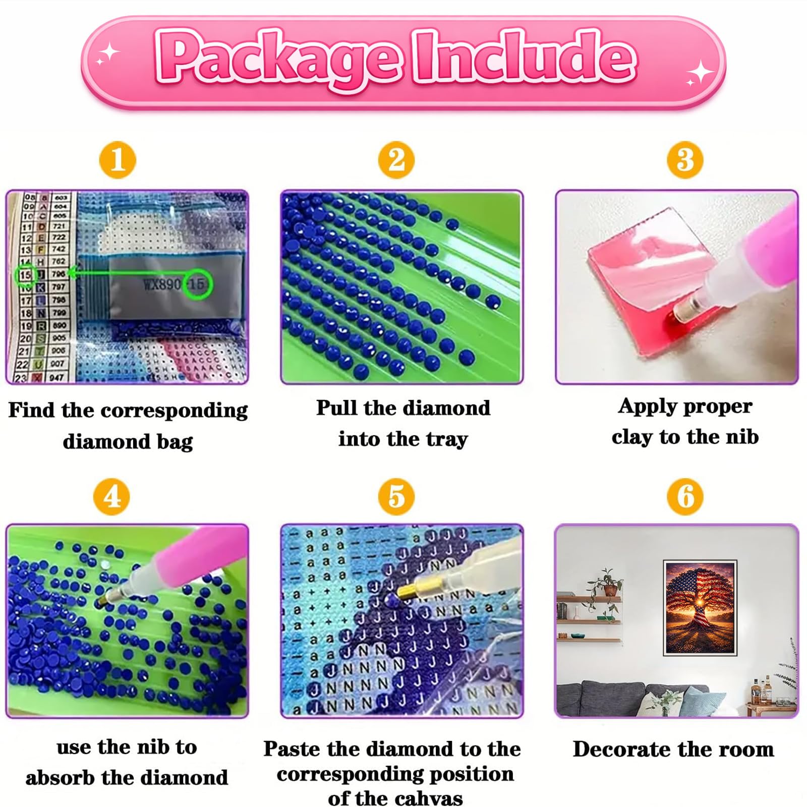 Diamond Painting Kit - American Flag Tree of Life -4
