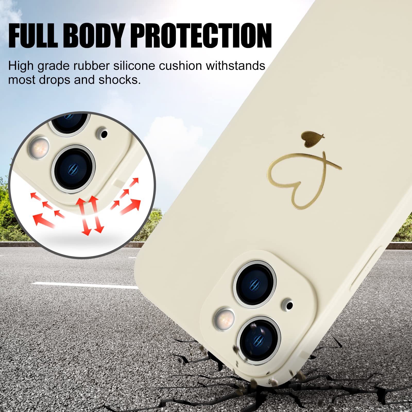 Newseego Cover Compatibile con iPhone 14 PRO Max, Simpatico Cuore d'oro Pattern Cover Donne Ragazze Silicone Liquido Flessibile Custodia Protettiva Antiurto per iPhone 14 PRO Max(6.7-Pollici)-Viola