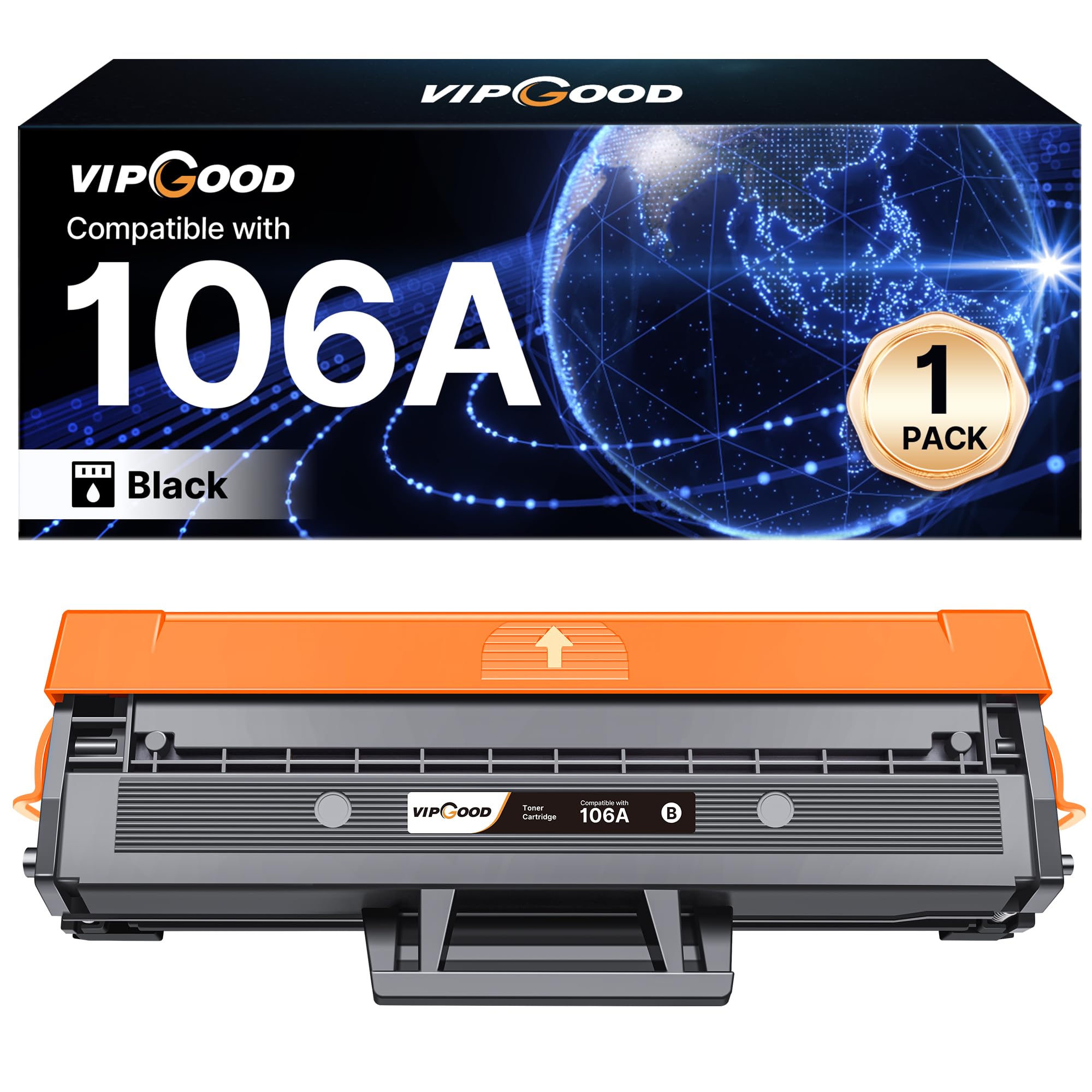 VIPGOOD 106A W1106A Toner con Chip Compatibile per HP 106A W1106A Cartuccia Toner per Laser MFP 137fnw 137fwg 135a 135r 135w 135wg 107w 107a 107r (Nero, 1-Pack)