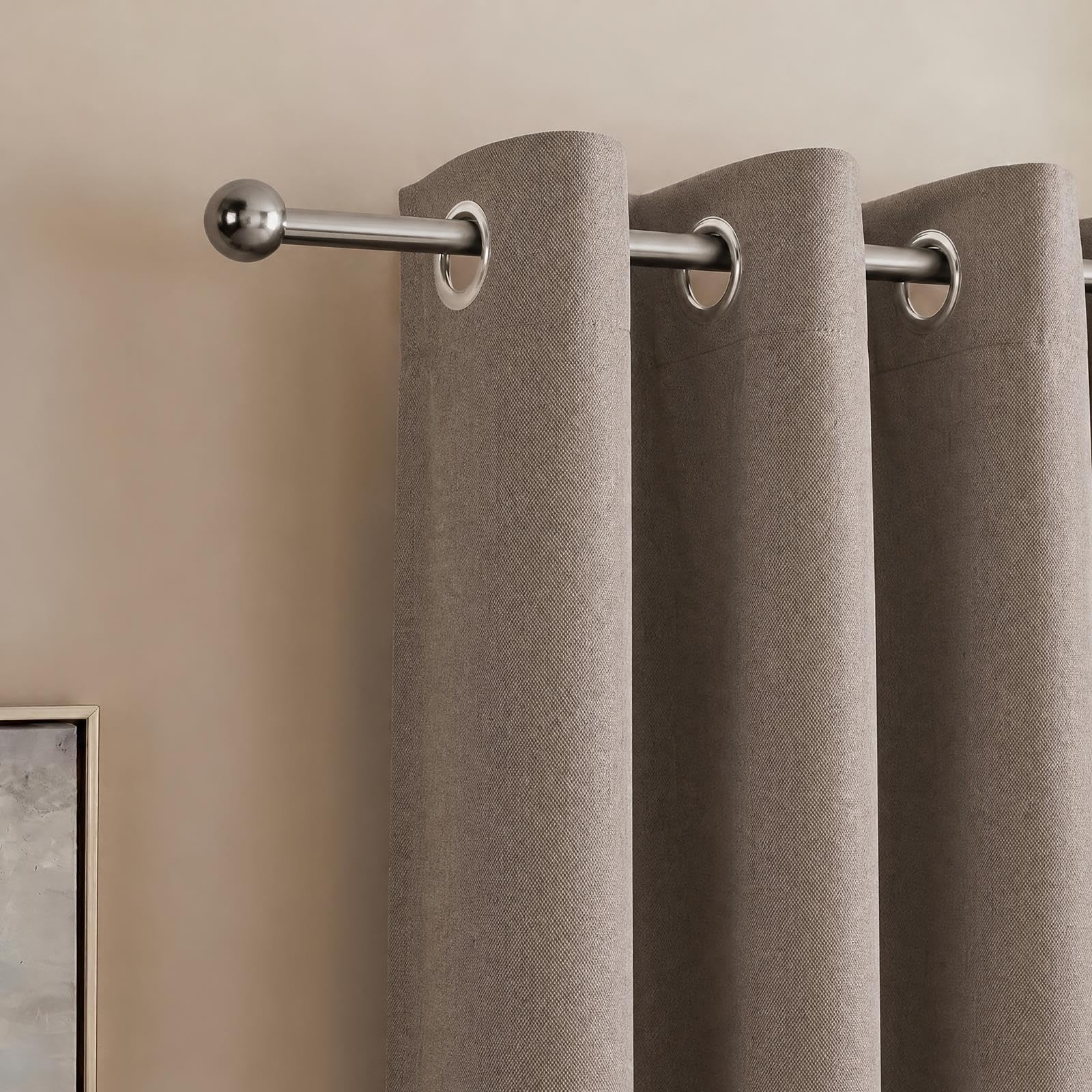 OHS Curtain Pole Ball 16mm Curtain Rail Curtain Rod, Gun Metal - 70-120cm