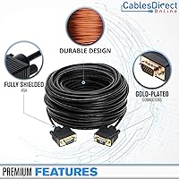Vista 2 de Cables Direct Online Cable de monitor SVGA de 3 pies - macho a macho VGA a VGA 1080P para PC, proyector, computadora portátil, TV