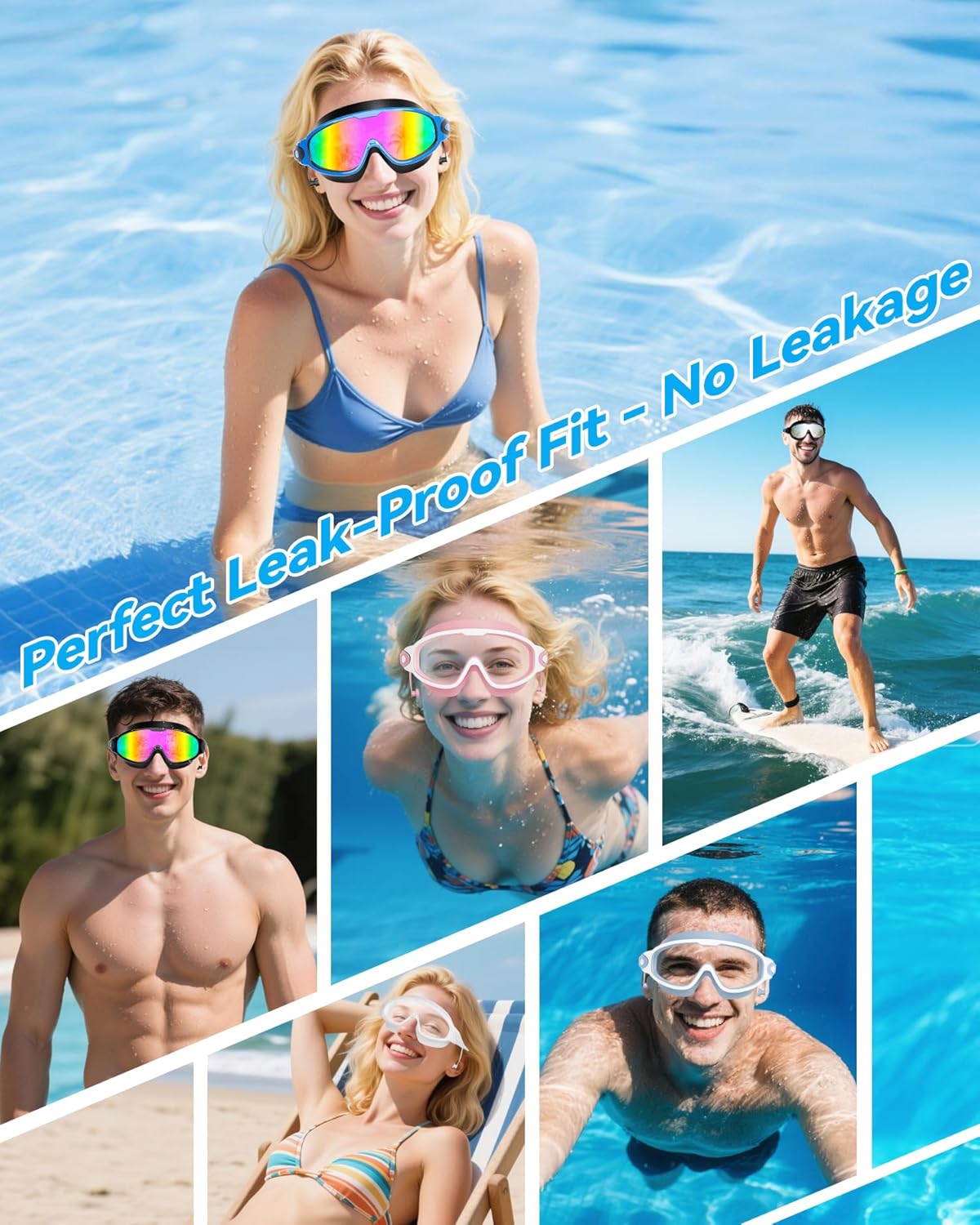 Aegend New Adult Wide View Swim Goggles, Anti-Fog/UV No Leak Swimming Goggles with Ear Plugs for Men & Women - Image 9