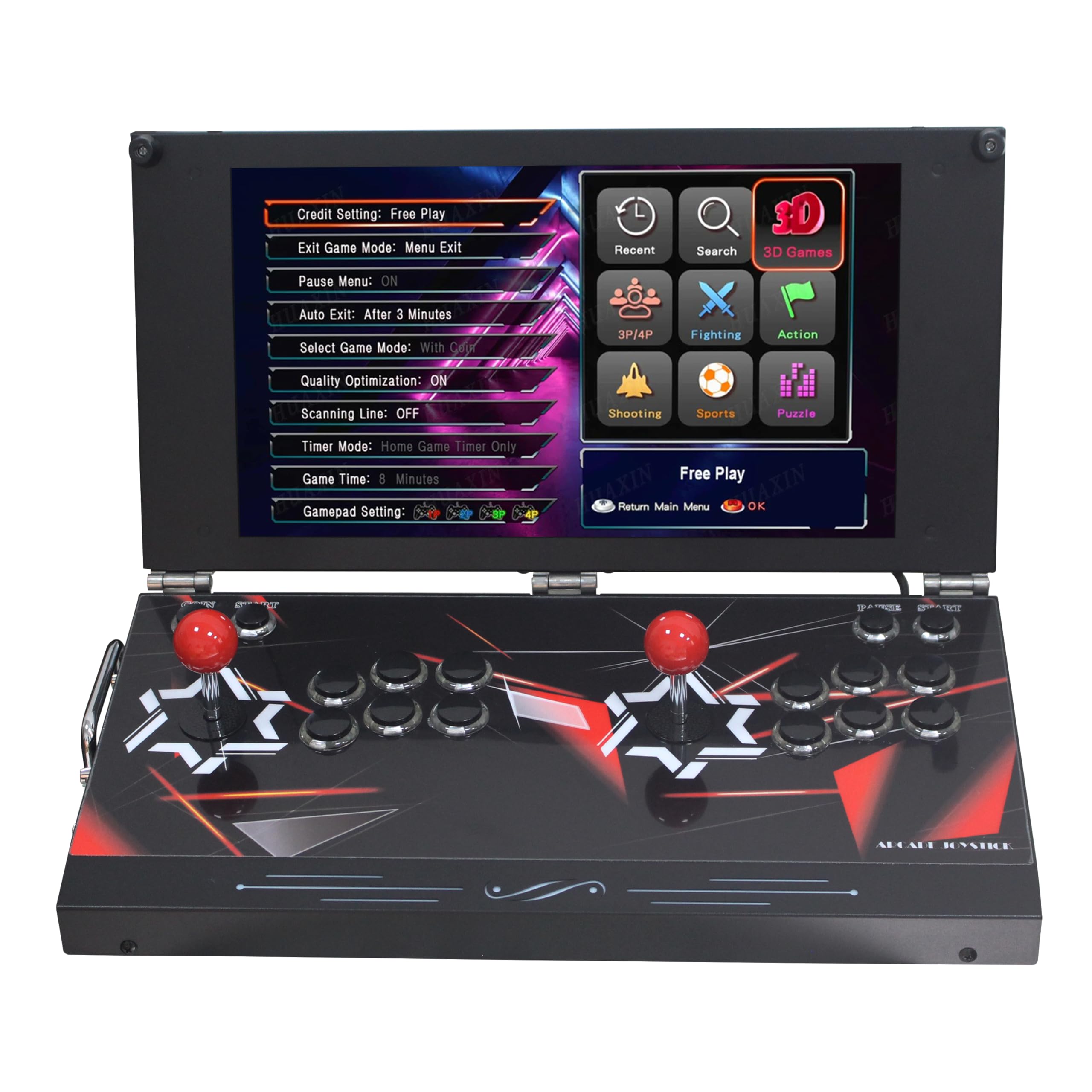 Console de jeu d'arcade portable 26800 en 1 avec écran HD de 17,5 pouces, double joueur, boîte Pandoras DX, jeux vidéo rétro recherche/cache/enregistrement/pause, jeux (Bleu 26800 70s)