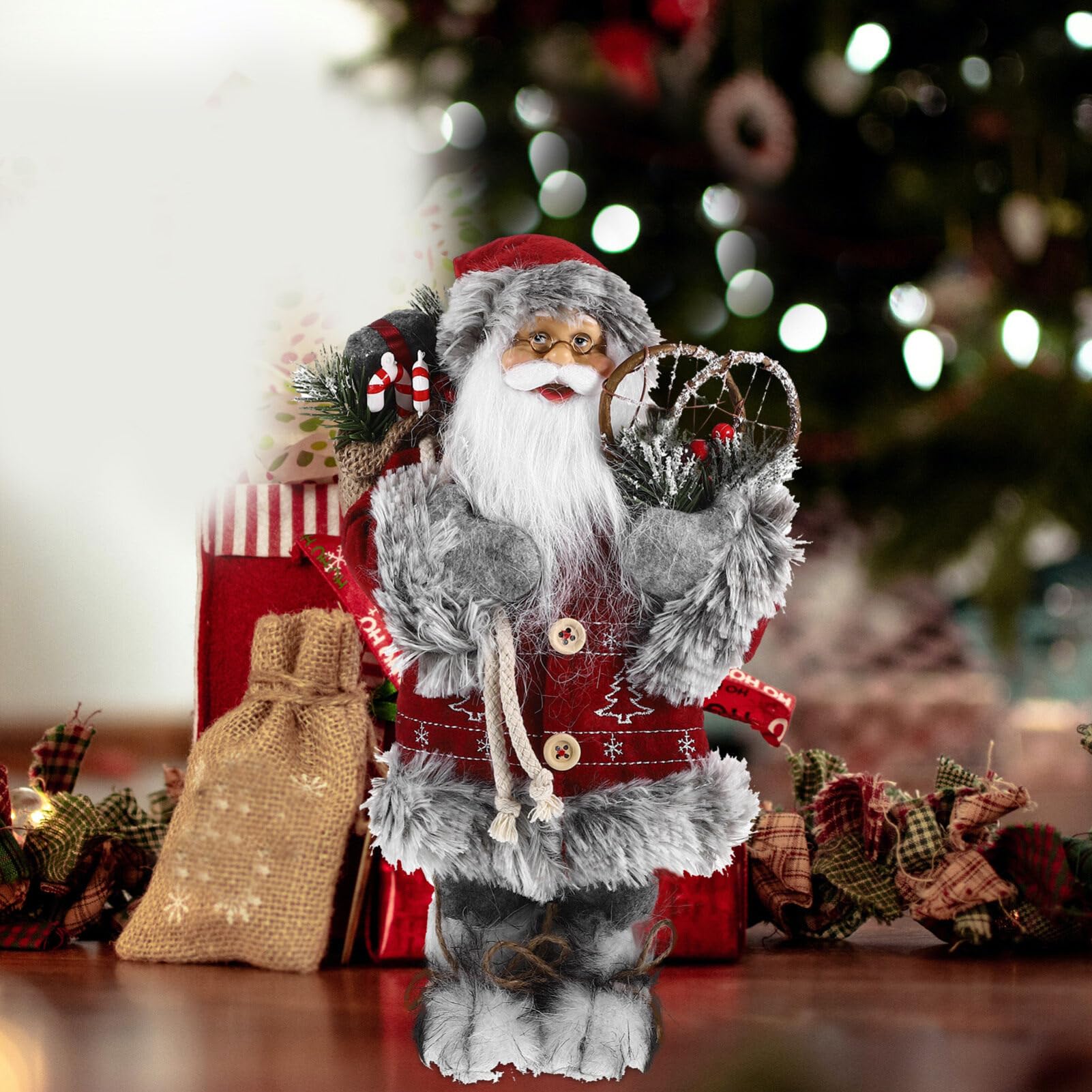 ifundom Statuina Di Babbo Natale Natalizio Decorazione Di Babbo Natale Da Tavolo Statuina in Miniatura Realistica Per Allestimenti Natalizi