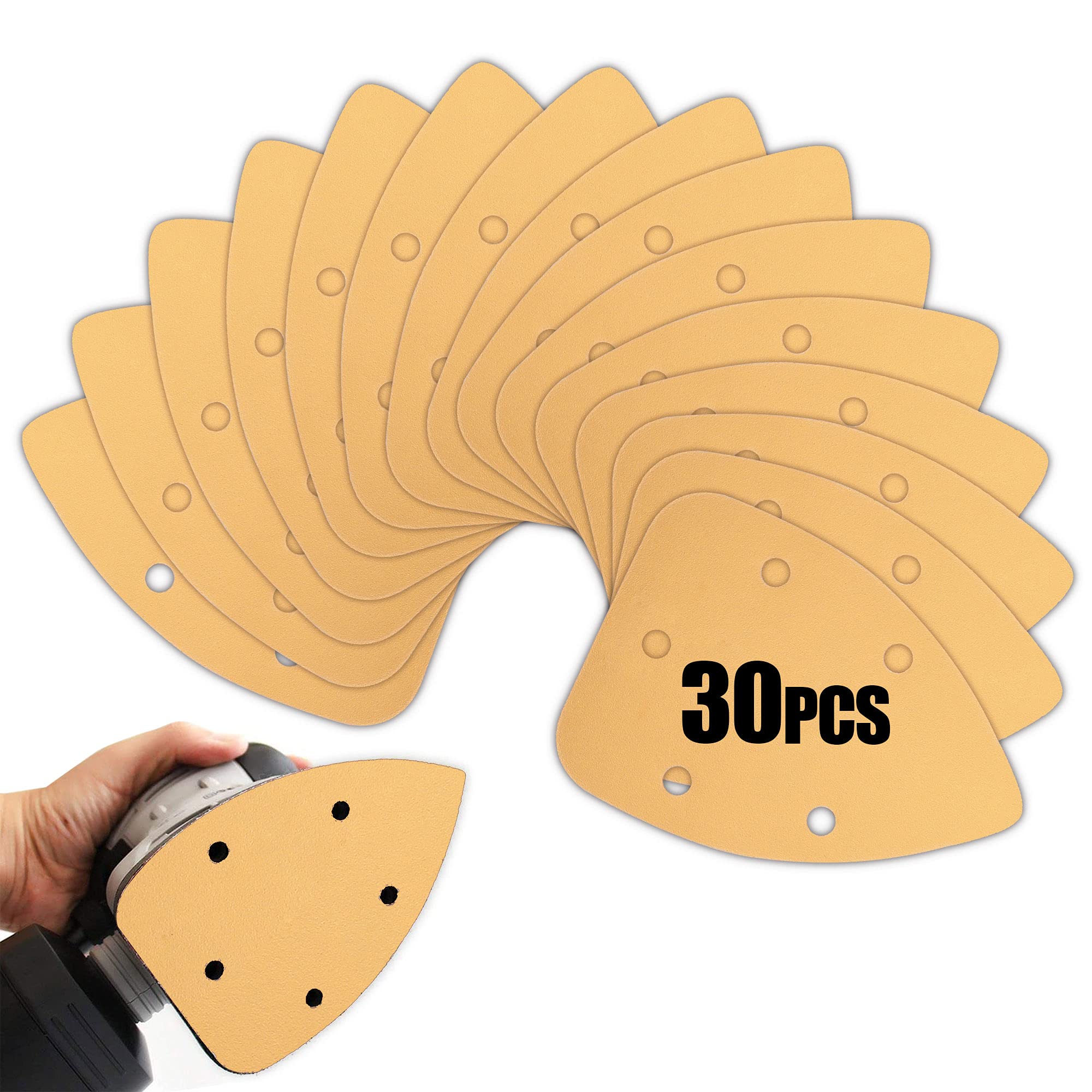 BOSHCRAFT Mouse Detail Sander Paper, 400 Grits Sanding Paper Hook and Loop Detail Sanding Discs Sanding Pads Assortment Sandpaper for Wood Metal Random Orbit Sander 5 Inch 5 Holes 30 PCS