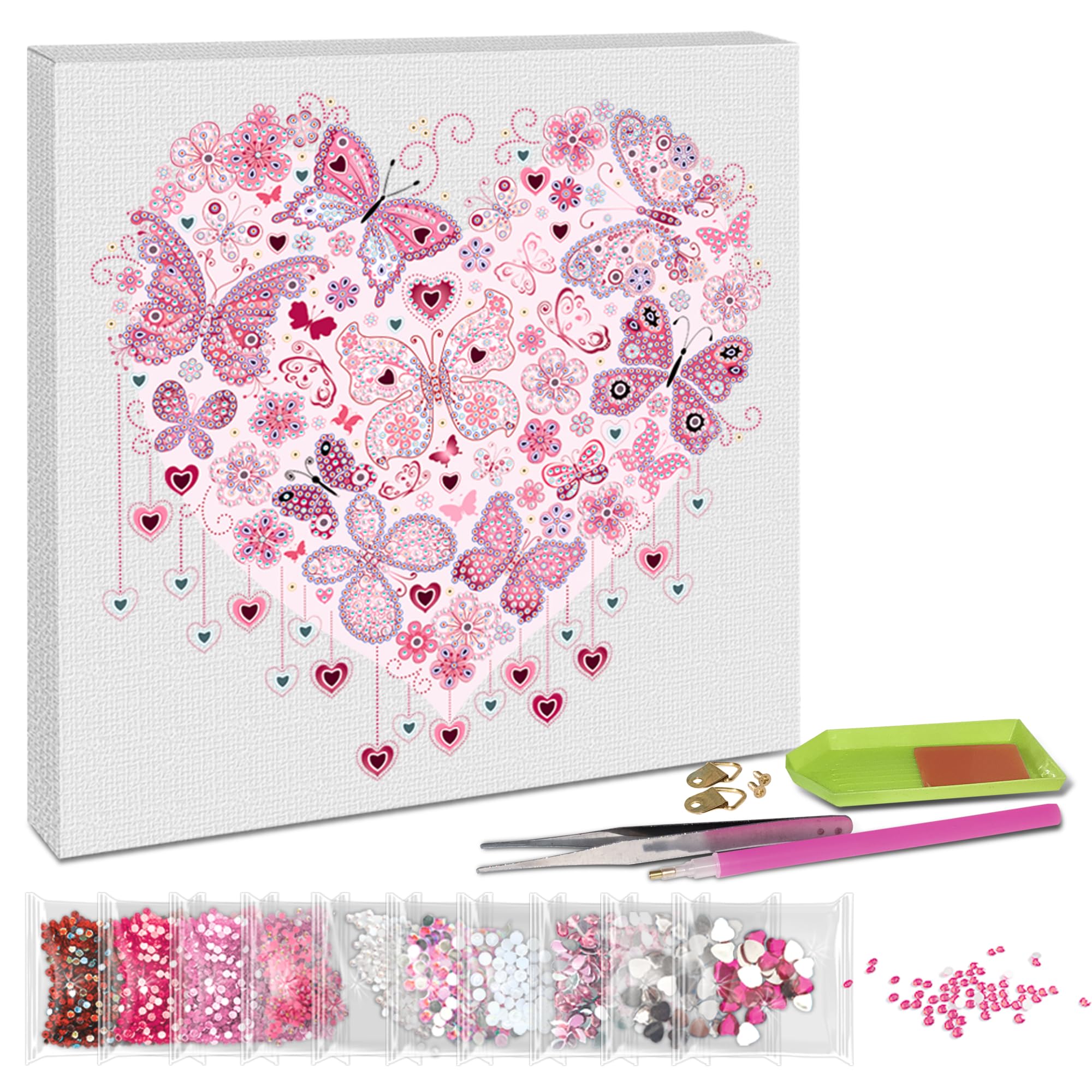 Ursus Diamond Painting Mandala – Kit 30x30cm, Pierres Rose/Blanc/Rouge – Idéal Déco Murale Ou Cadeau Créatif
