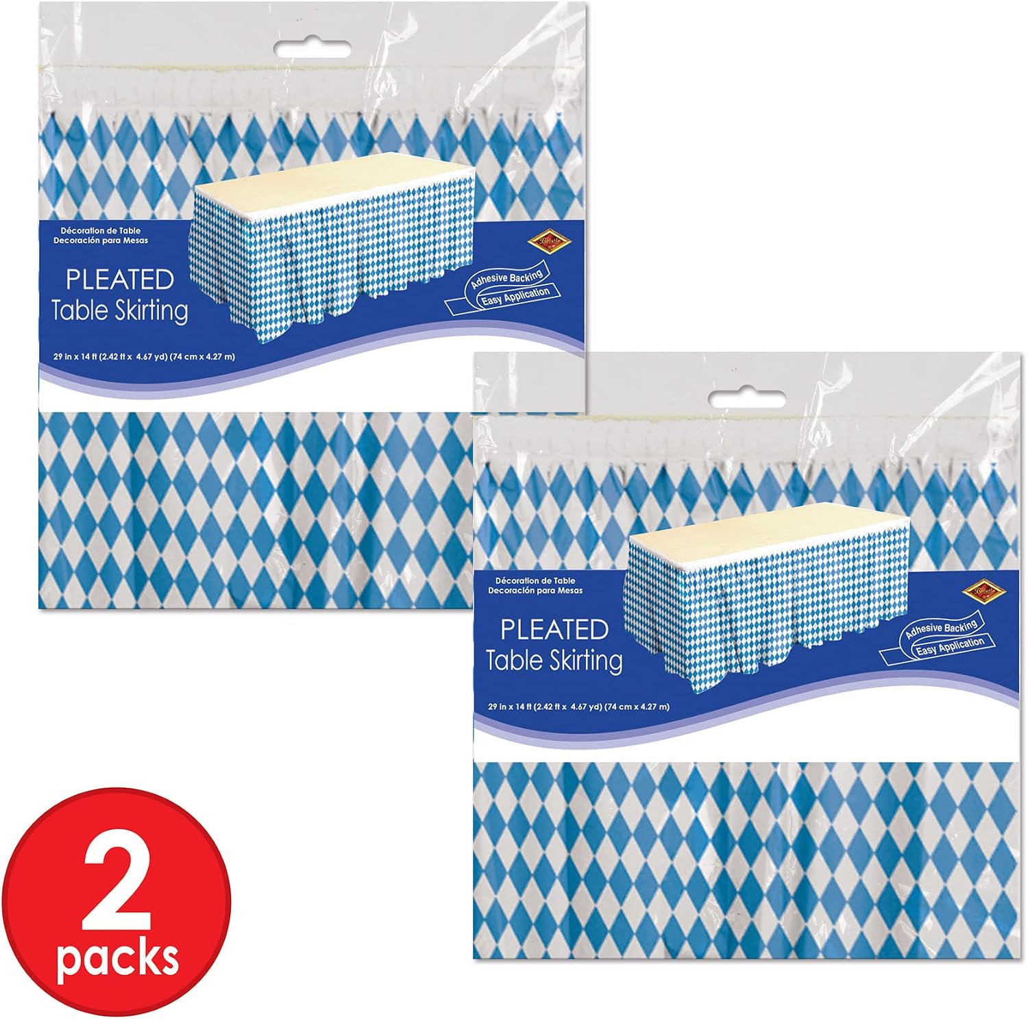 Beistle 58078 Oktoberfest Table Skirting, 29" x 14', Blue/White