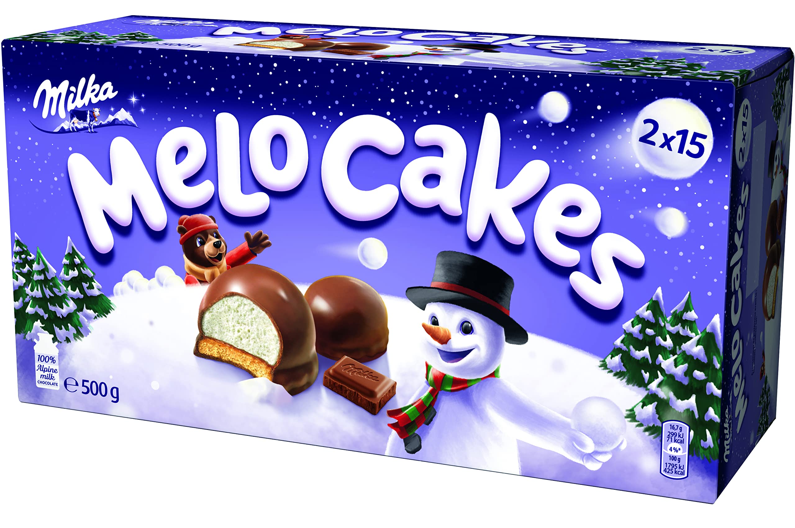 Melo Cakes Biscuit Made - 30 Cakes - From 100% Alpine Milk Chocolate With 3 Layers Of Bliss In A Christmas Festive Gift Box - 500g Stocking Filler Christmas Treat