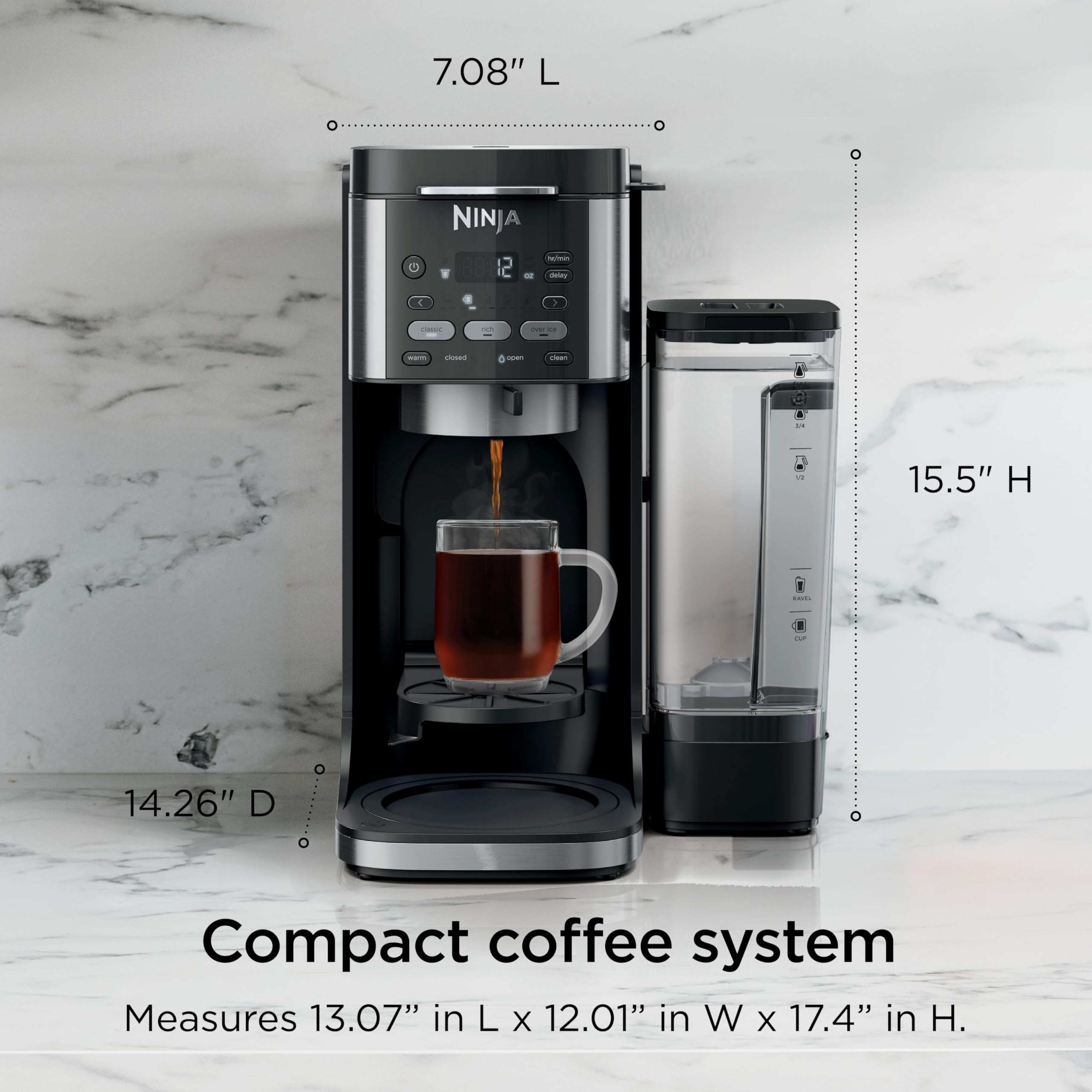 Ninja Drip Coffee Maker, DualBrew Pro Hot & Iced, Black, CFP101 | Single Serve to Carafe, Brew with Pods & Grounds, Compatible with K Cups, 3 Brew Styles, 60oz Removable Reservoir