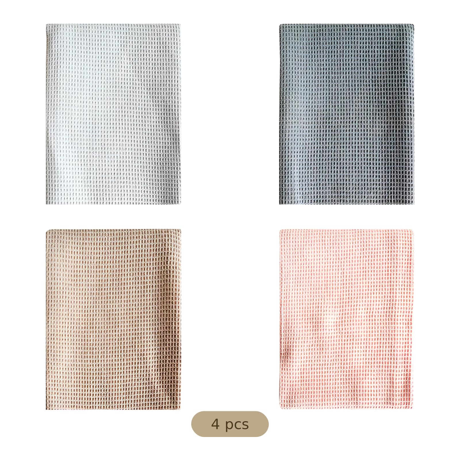 Torchons de Cuisine à Tissage gaufré, Lot de 4, torchons en Coton 45 x 65 cm, très absorbants et à séchage Rapide, Motif décoratif en Couleur Unie pour essuyage Quotidien, Rangement Facile