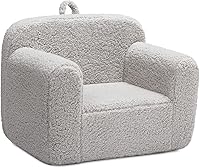 ALIMORDEN Ultra-Soft Sherpa Toddler Chair - Foam Filled Snuggle Reading Couch for Kids 8M-6Y, Light Grey, Safe & Cozy