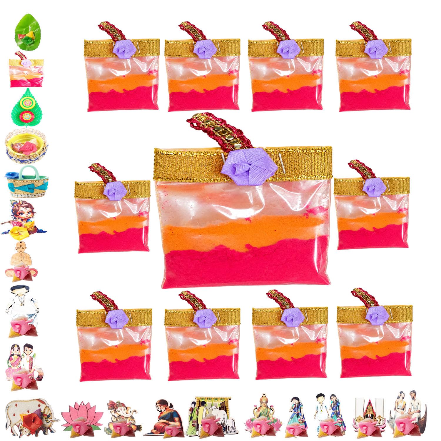 RED WIND Haldi Kumkum Pouch Bags Gift Set – Pack of 31 – Traditional Return Gifts for Pooja, Festivals, Weddings, Housewarming, Thamboolam, Celebrations & Auspicious Events-image-23