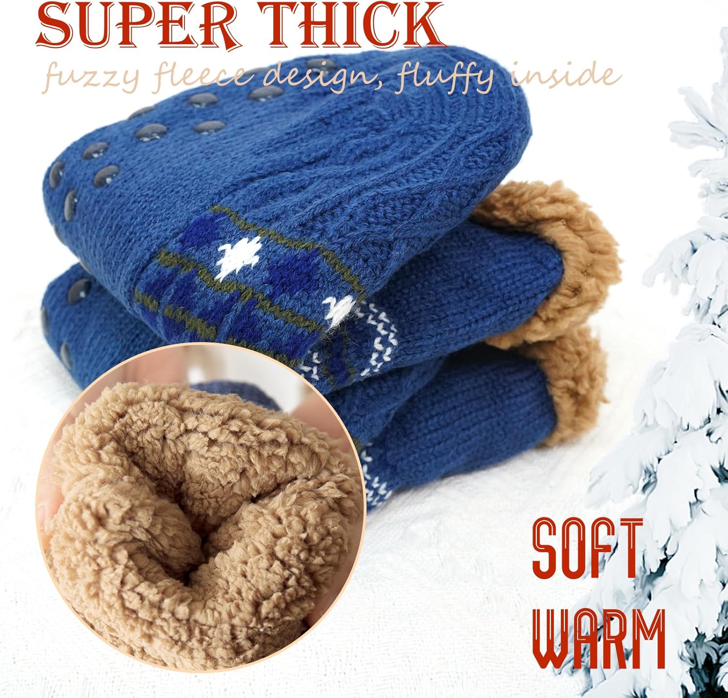 CaiDieNu Fuzzy Slipper Socks for Men Women with Grippers, House Slippers Winter Cozy Warm Thick Non-Slip Fuzzy Thermal Socks - Image 4