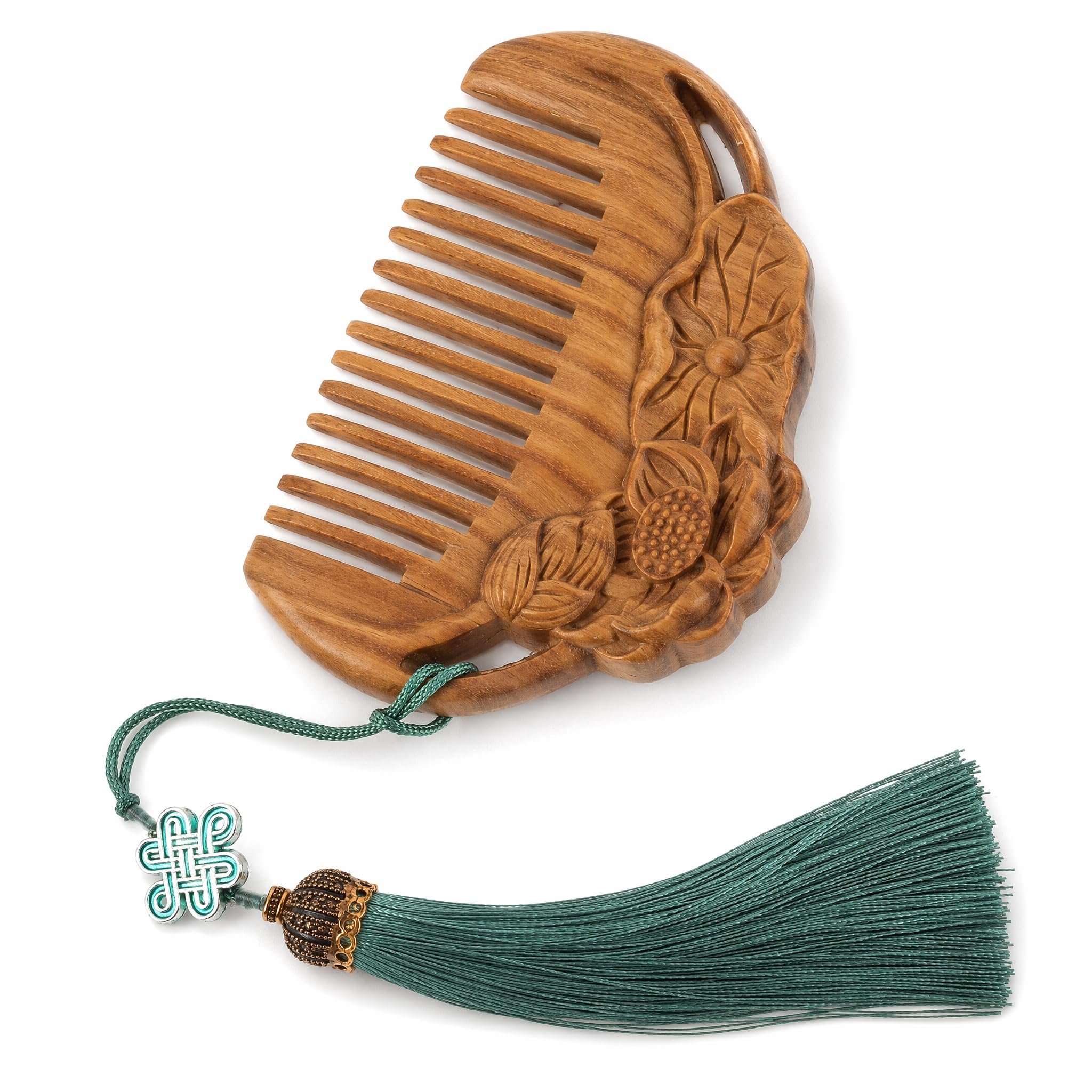 Wooden Scent Comb with Fine Tooth, Scalp Massaging Features - Sandal Wood Design Inspired by Japanese Tradition