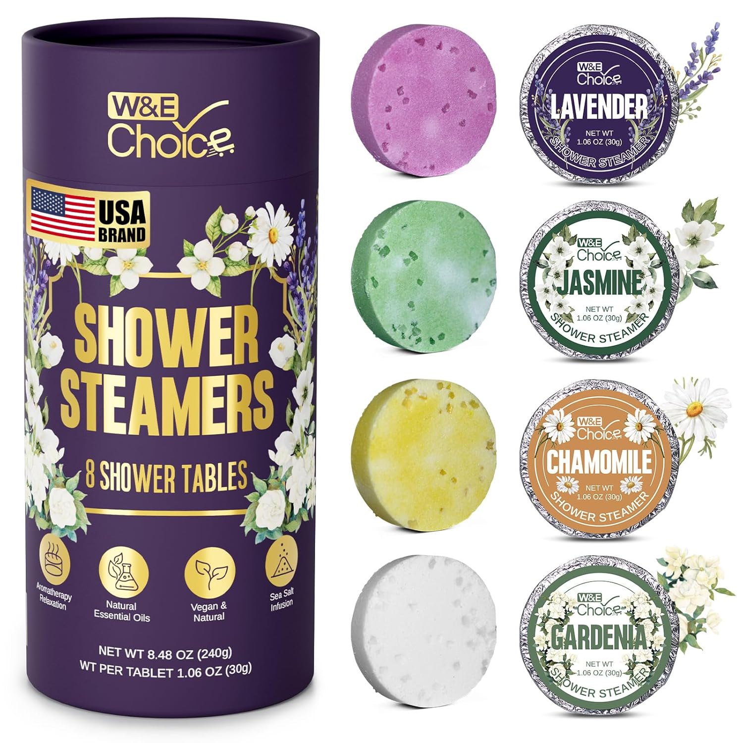 W&E Choice Shower Steamers Aromatherapy – Shower Bombs with Natural Essential Oils for Daily Relaxation & Stress Relief, Birthday Gifts for Women & Men, Mom, Teen 8 Pack W&E Choice Shower Steamers Aromatherapy – Shower Bombs with Natural Essential Oils for Daily Relaxation & Stress Relief, Birthday Gifts for Women & Men, Mom, Teen 8 Pack