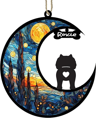 Miniatura 1 de LOVELYPOD Adorno de Navidad personalizado para perro Chow Chow, adorno atrapasoles para perro Chow, recuerdo para perros, razas de perros con fecha