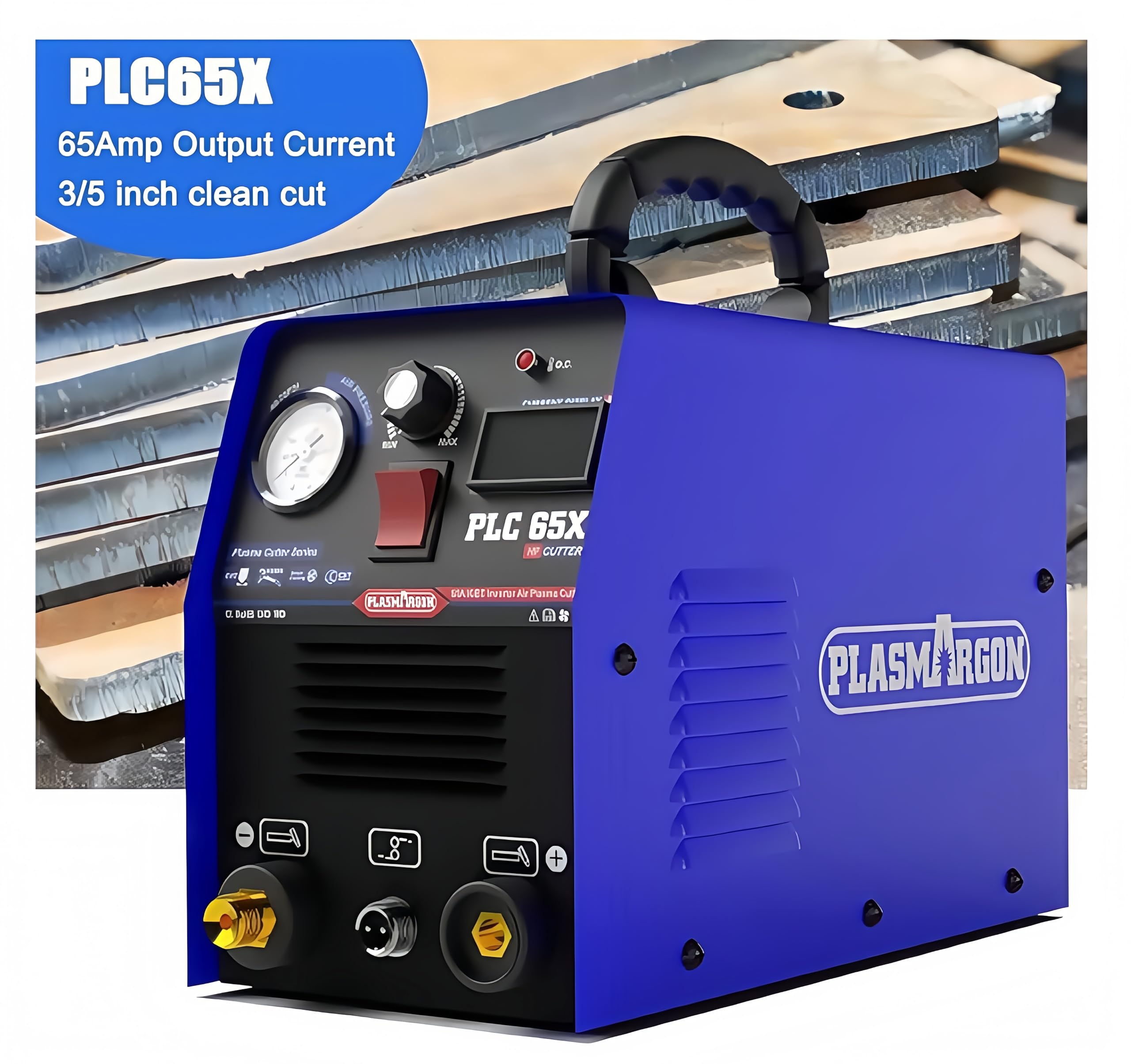 wycinarka plazmowa 65Amp bezdotykowy pilot, duży cyfrowy wyświetlacz, maks. grubość cięcia 18mm, 220V maszynka do cięcia plazmą - PLC65X