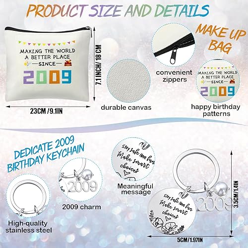 Miniatura 4 de Set de regalos de cumpleaños número 16 para niñas de 2009, regalo de 16 años, bolsa de maquillaje de 16 cumpleaños desde 2009, vaso aislado de 12