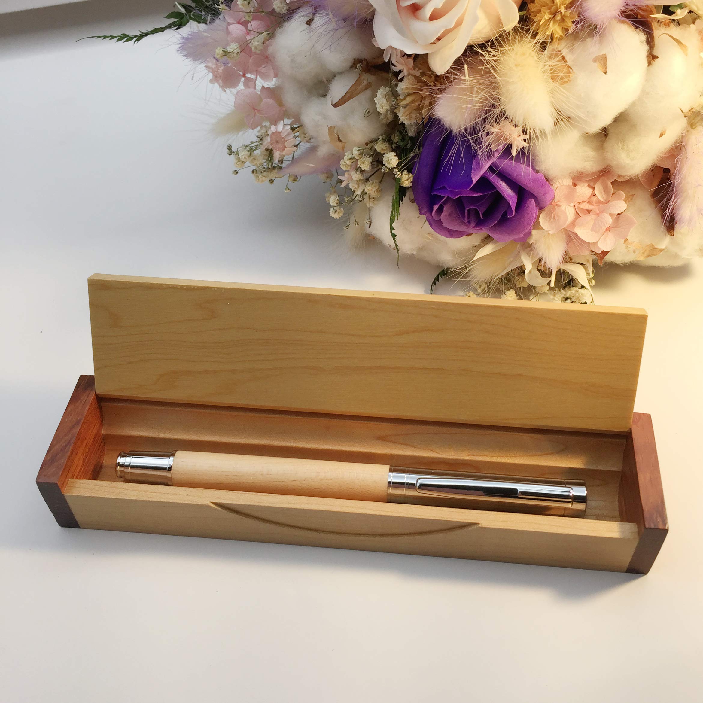 Lachieva Lux - Penna a sfera in acero, con elegante scatola di legno, ottima idea regalo