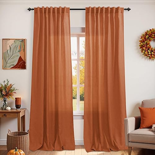 Miniatura 93 de KOUFALL Cortinas transparentes de lino de 90 pulgadas, cortinas para Sala Modernas 2025 De Lino Elegantes, cortinas personalizadas con pestaña