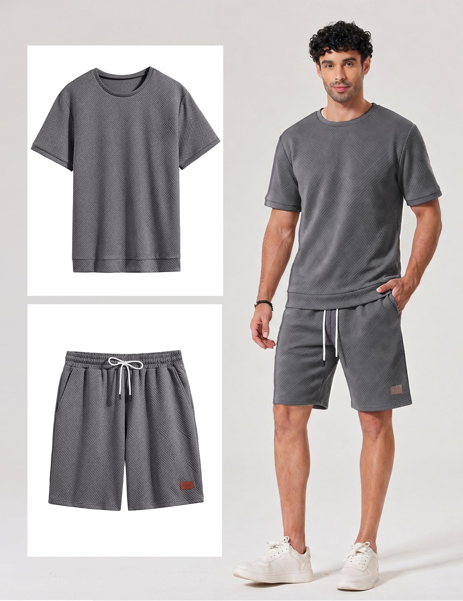COOFANDY 2-teiliges Set aus Hemd und Shorts für Herren
