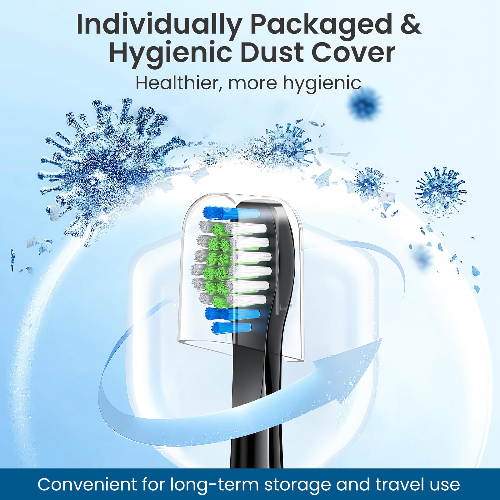 Cabezales de repuesto para cepillo de dientes (10 unidades) compatibles con cepillo de dientes recargable Bitvae Daily D2, cabezales de cepillo de dientes D2, color negro