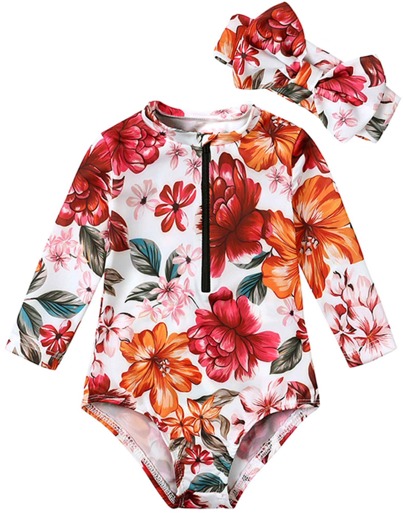 Happy Cherry Traje de Baño Bebé Niña para Natación Playa Surf Bañador de Una Pieza Niñas Verano Ropa de Baño Mangas Largas Protección UV Swimsuit - 0-24 Meses
