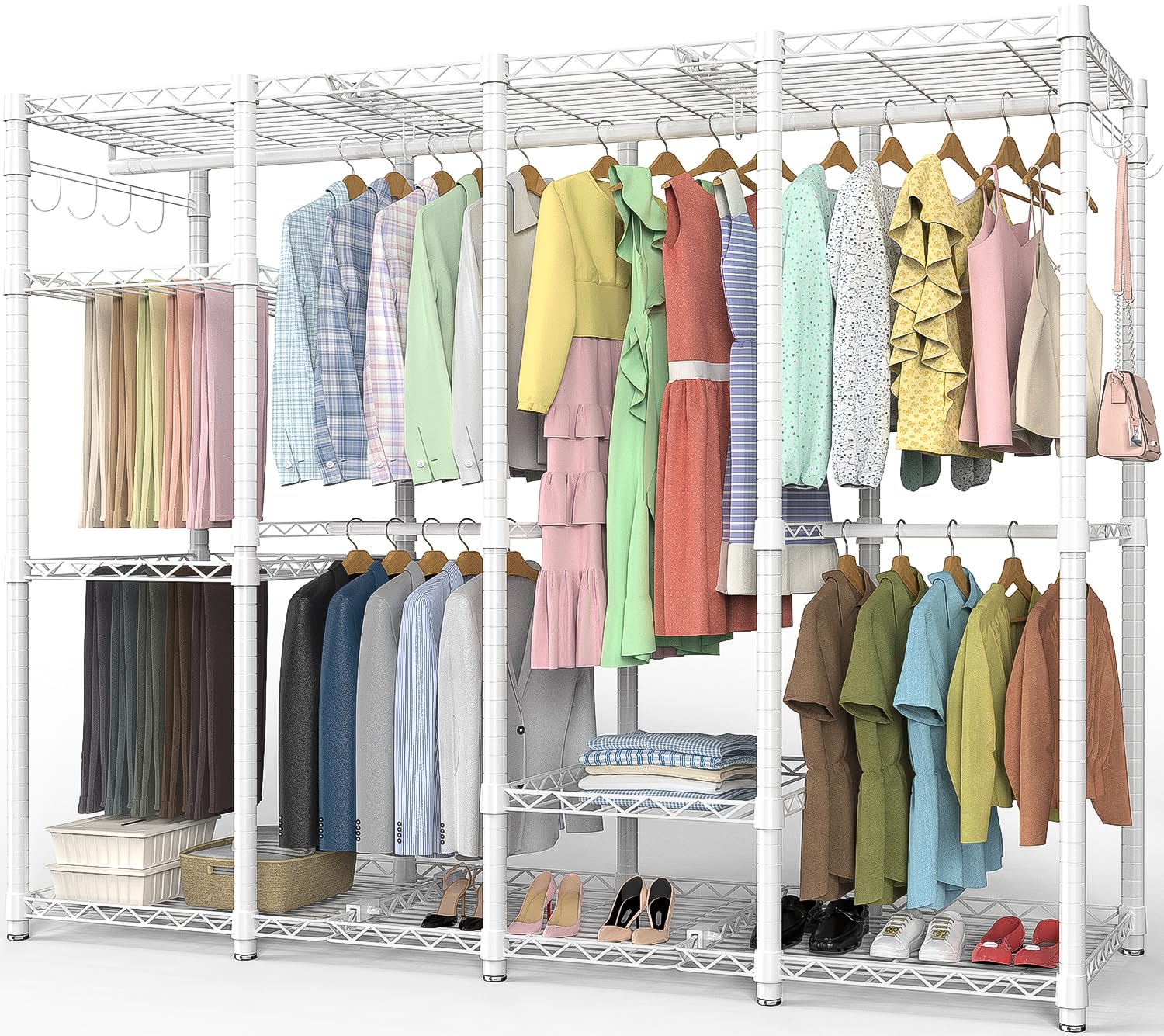 AQRAハンガーラック 4層大容量 Amazon｜AQRA ハンガーラック 頑丈 4層 大容量 ワードローブ 4つの