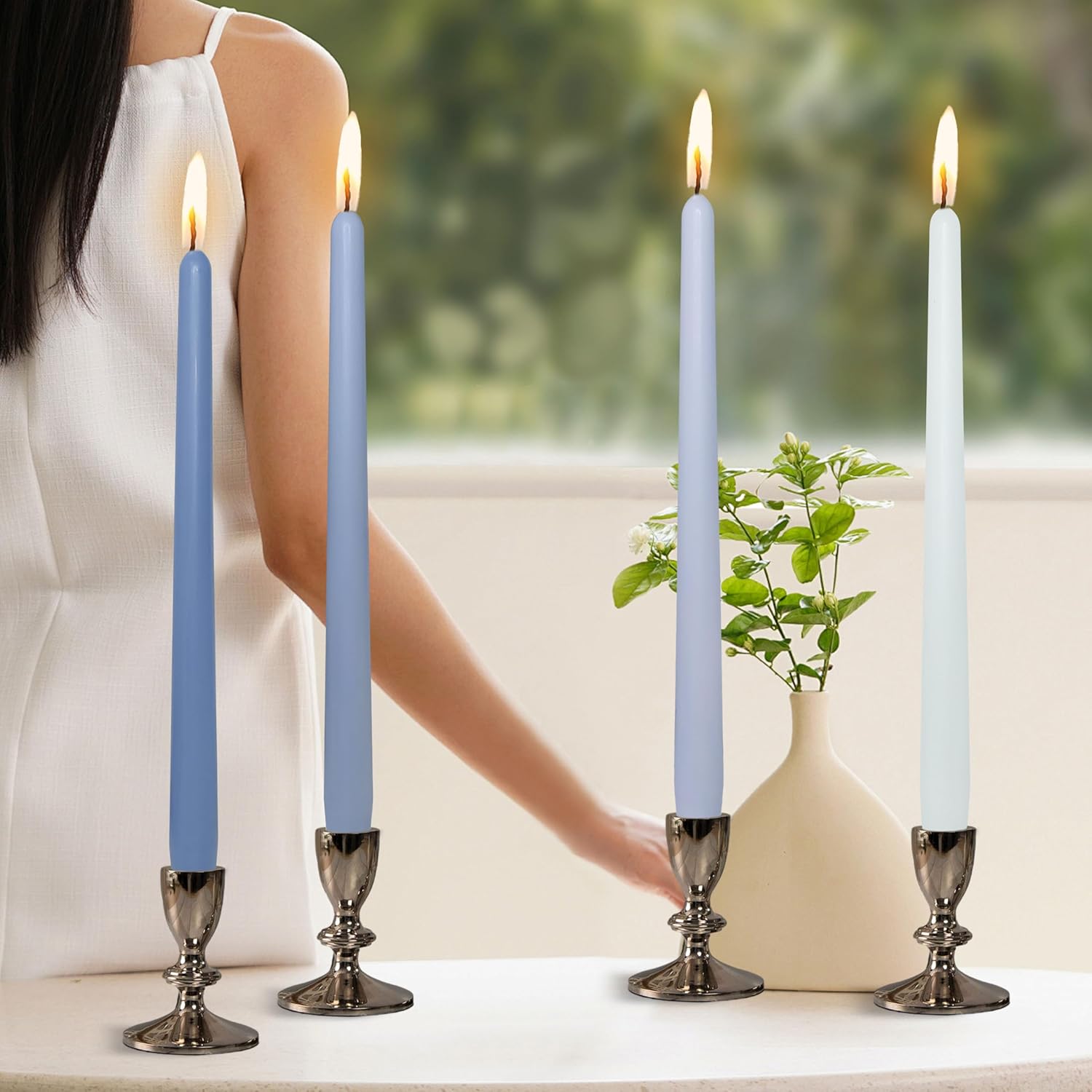 NJAO HOO Sea Salt Scented Candles 10" Taper Candlesticks Tall Tapered Candles, 24 Pack Candle Sticky Dots Candle Adhesive