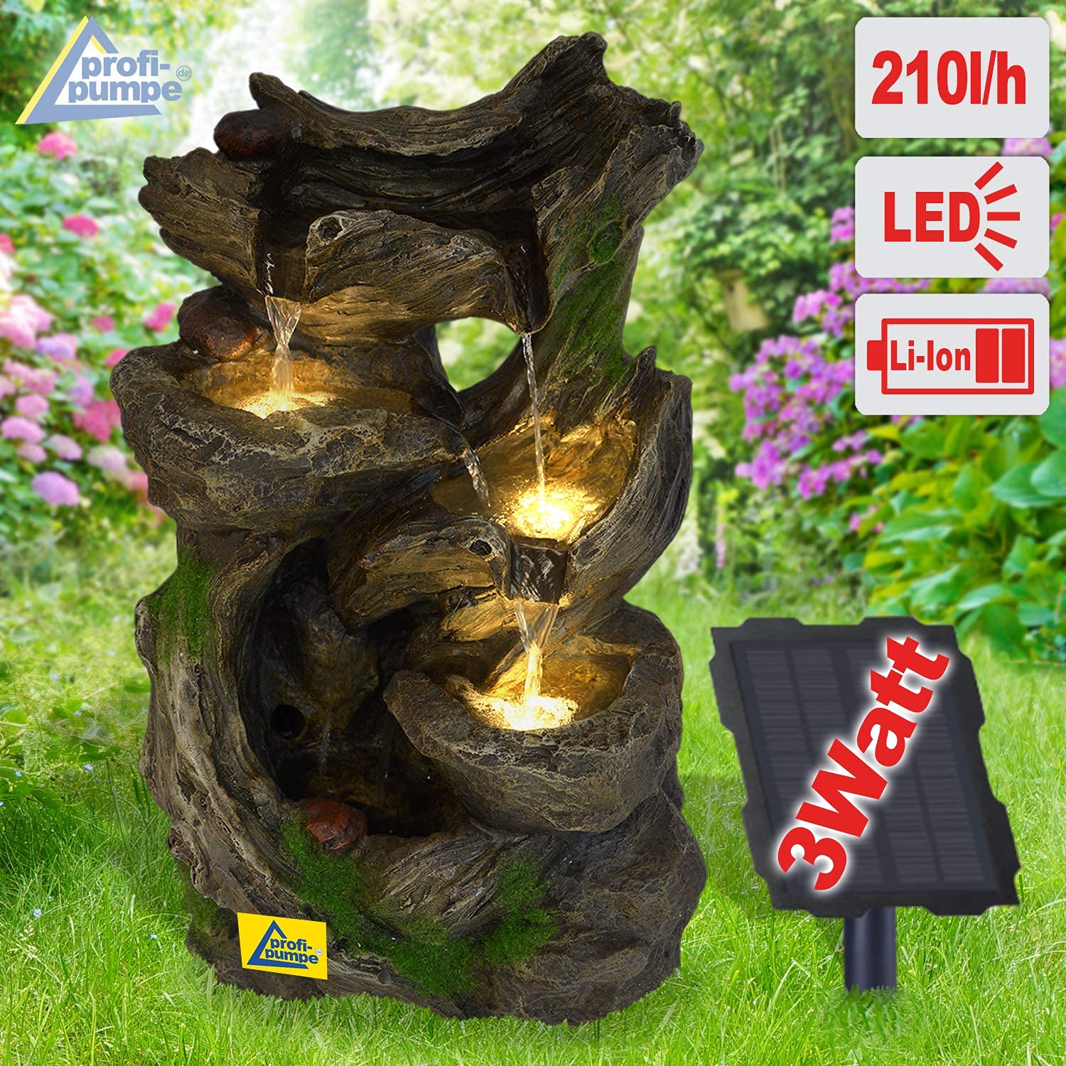Fontaine de Jardin Solaire « Forêt enchantée » avec éclairage LED
