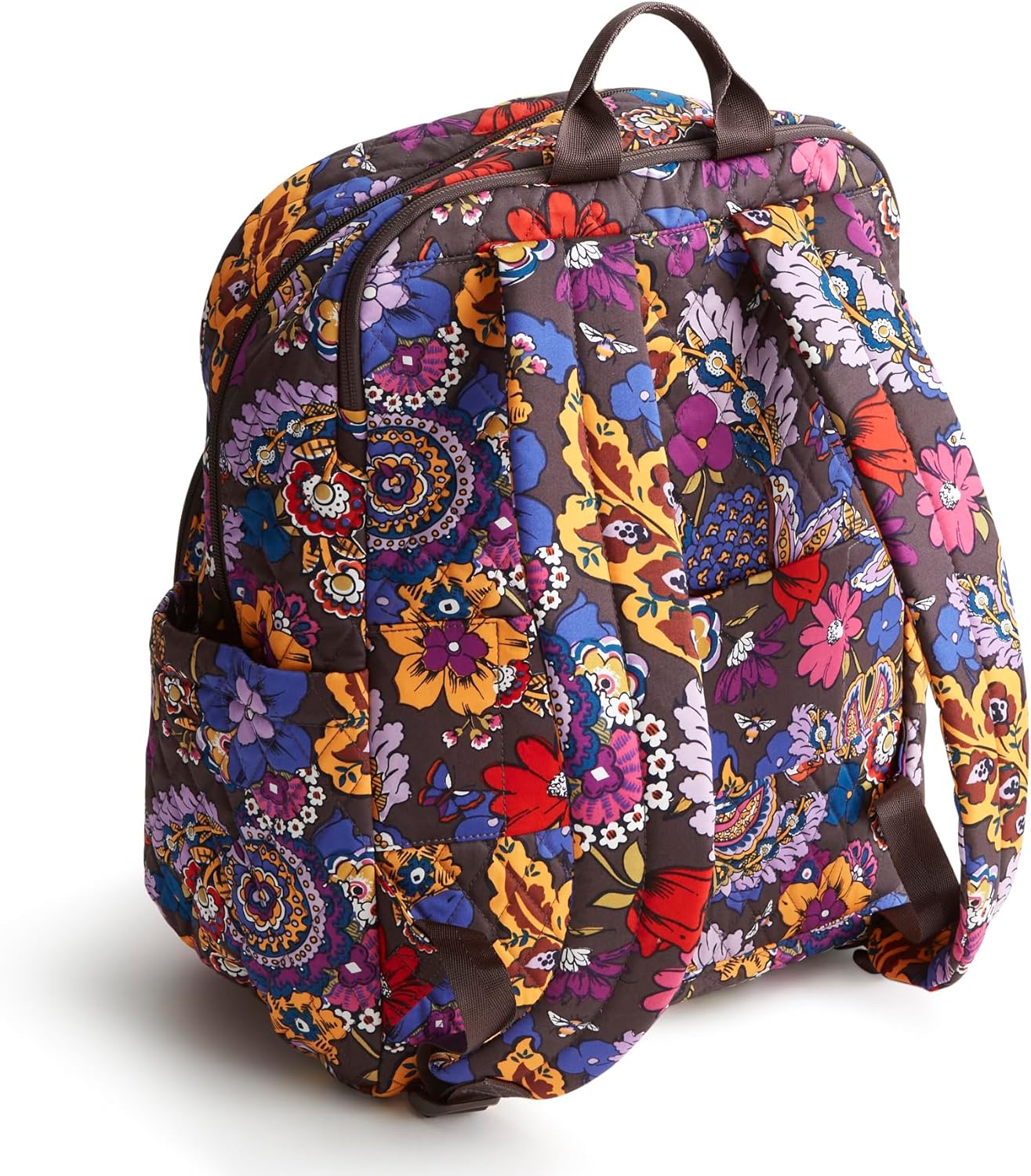 Vera Bradley Women's Premium Cotton Large Bancroft Backpack, Colorful Bouquet, One Size - Image 2