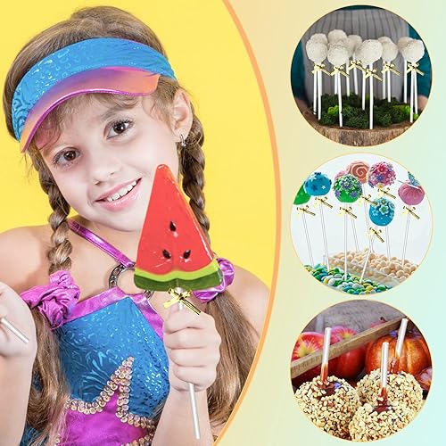 Miniatura 5 de Juego de 300 palitos y envoltorios acrílicos de 6 pulgadas, bolsas de Windspeed Cake Pop con lazos y palos, incluyendo 100 palitos transparentes