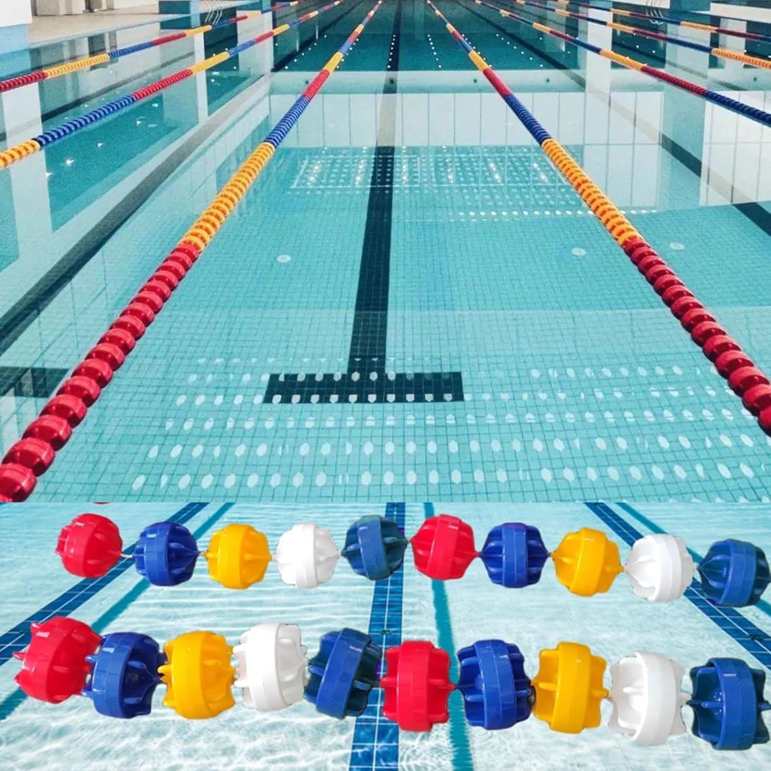 3.3ft to 40ft Pool Anti-Wave Rope with Buoys - Durable Floating Divider for Inground Pools - Perfect for Swimmers, Water Sports, and Pool Training (12m)