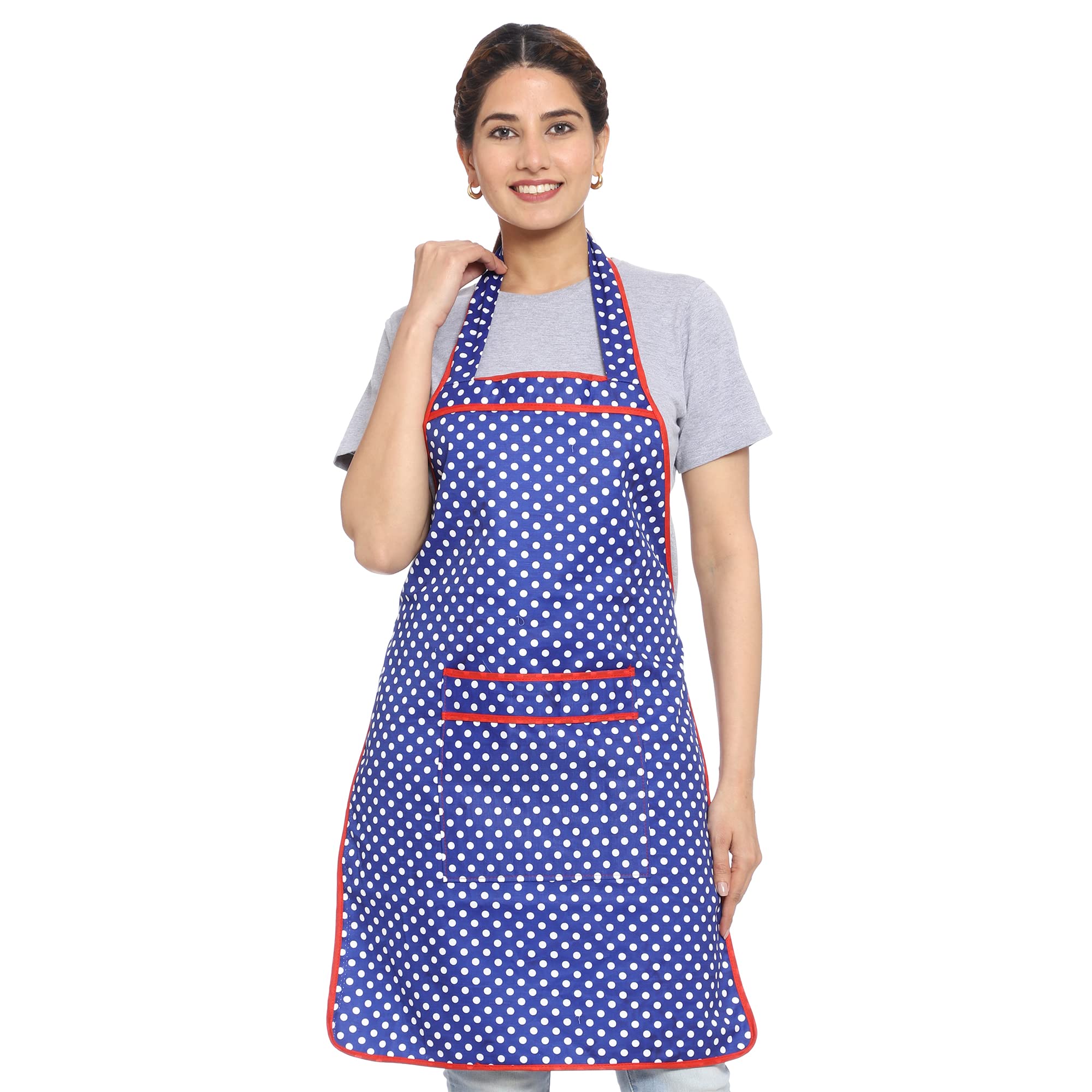 JMi Polka Dot Polyester Fabric Waterproof Apron With Front Large Pocket for Men And Women. (Free, BLUE, 1) (B09SHWQFK7) Amazon Price History, Amazon Price Tracker