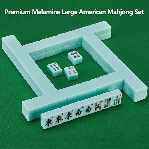 Miniatura 6 de YANMEIYA American Mahjong Set 166 Premium Jade Green Mahjong Azulejos grandes Mahjong Set 1.6 pulgadas American Mahjong Set Set
