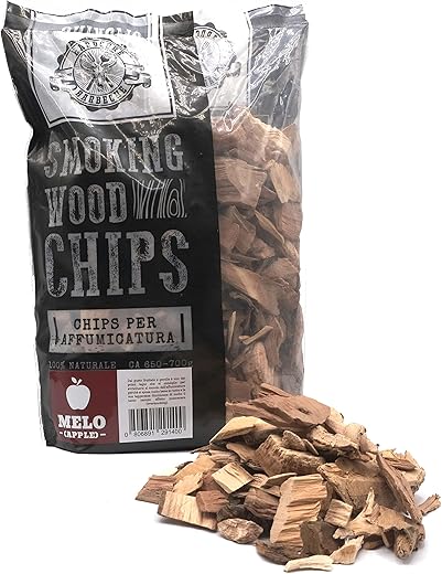 CHIPS MELO - APPLE - Legna per affumicatura HARDCORE BARBECUE - Pezzi di legno per affumicare al sapore di Hickory- Circa 500-700 gr