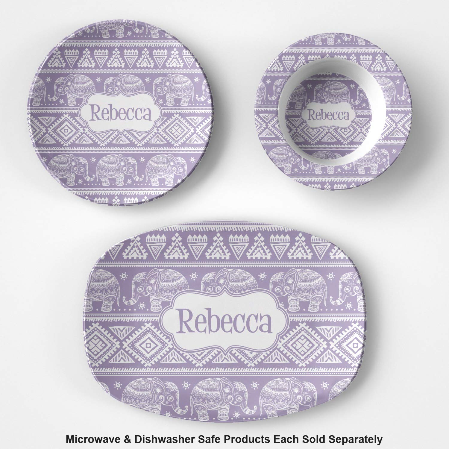 Personalized Baby Elephant Plastic Bowl - Microwave Safe - Composite Polymer